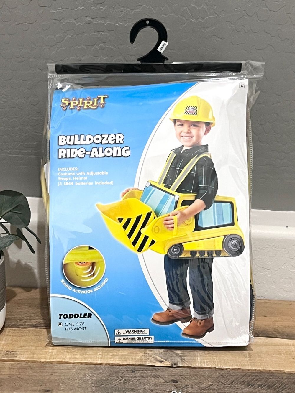 NIP Spirit Halloween Toddler Bulldozer Ride-Along Costume One Size Hard Hat NWT